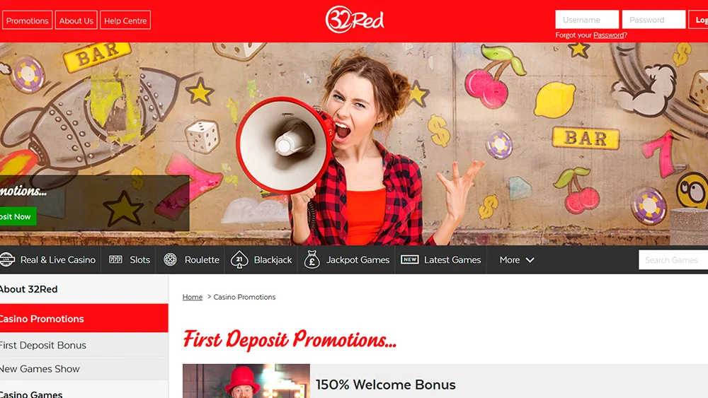 Promotions glimpse from the 32Red Casino site.