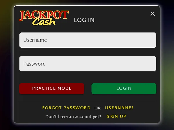 Jackpot Cash Casino Login Form - How to Access