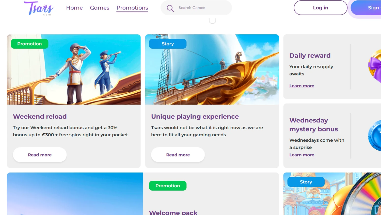 Get a glimpse of the Tsars Casino real money gaming catalog through our screenshots.