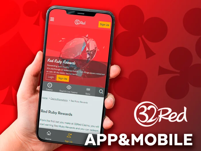 Imagine holding your phone, and the 32Red casino site shines on the screen.