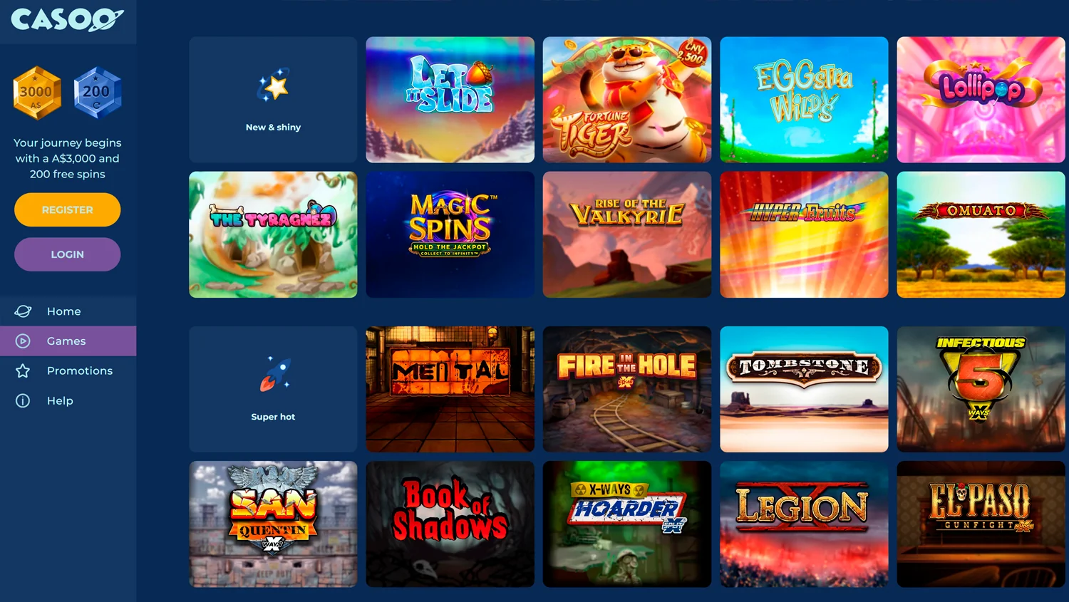 Image showcasing real money games on the Casoo platform