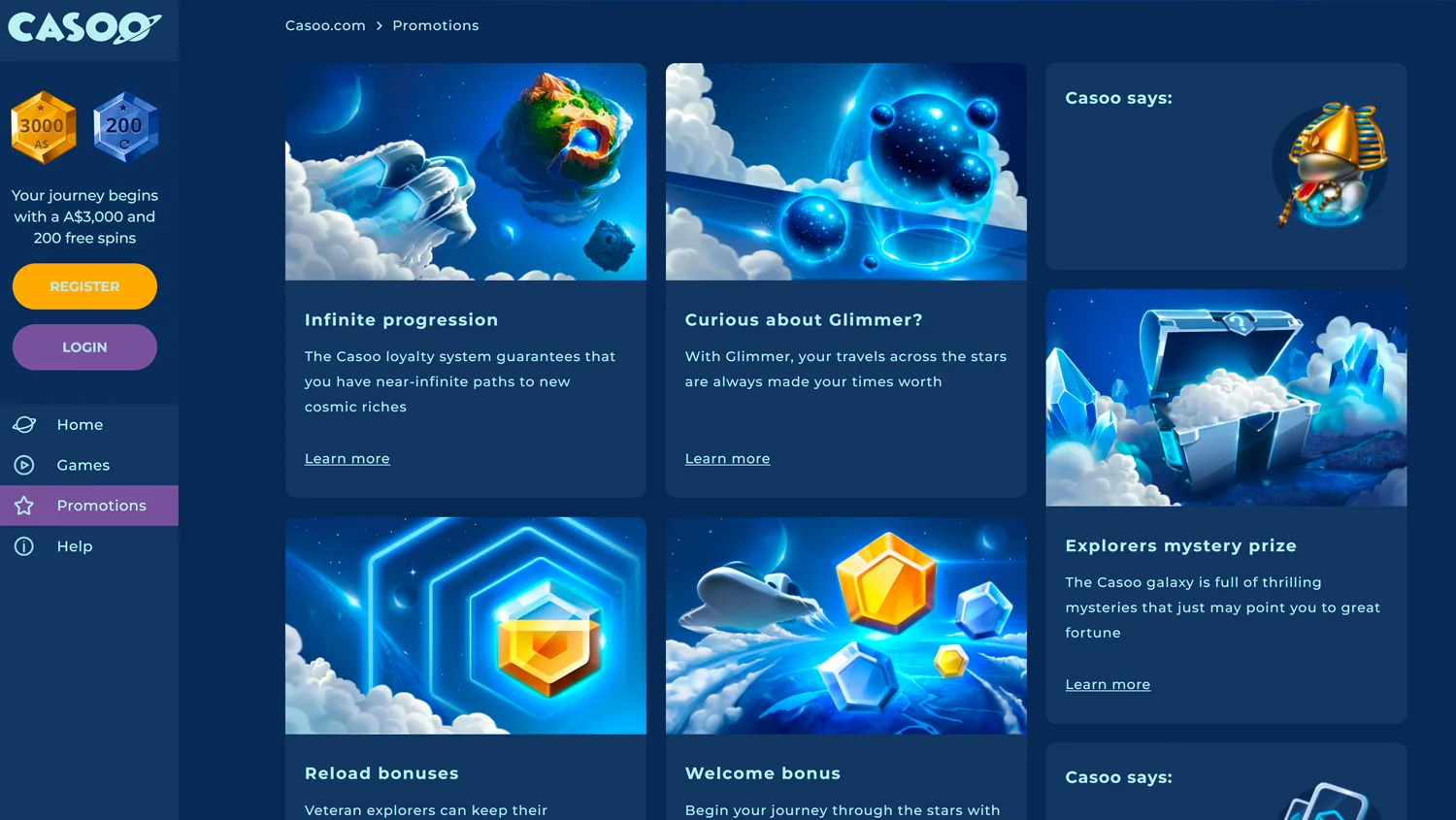 Image spotlighting Casoo's promotions page
