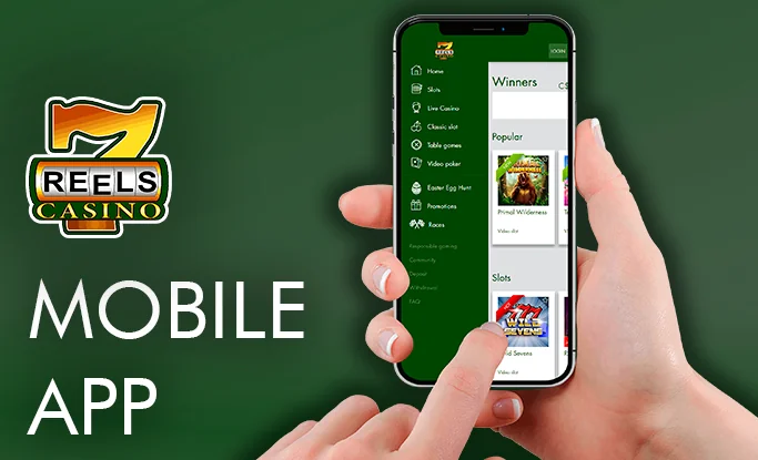 Someone has their smartphone out and is currently exploring the 7Reels casino interface.