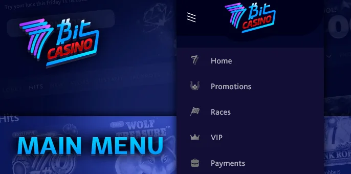 7Bit Casino Navigation Bar – Main Site Menu Overview