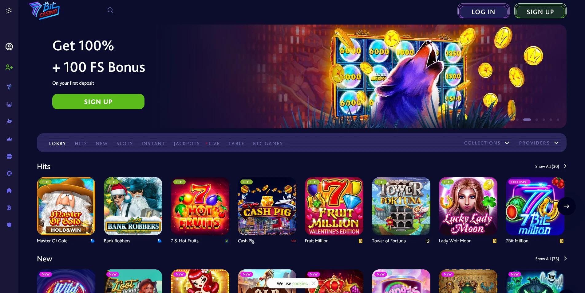 Image of 7Bit Casino's Homepage