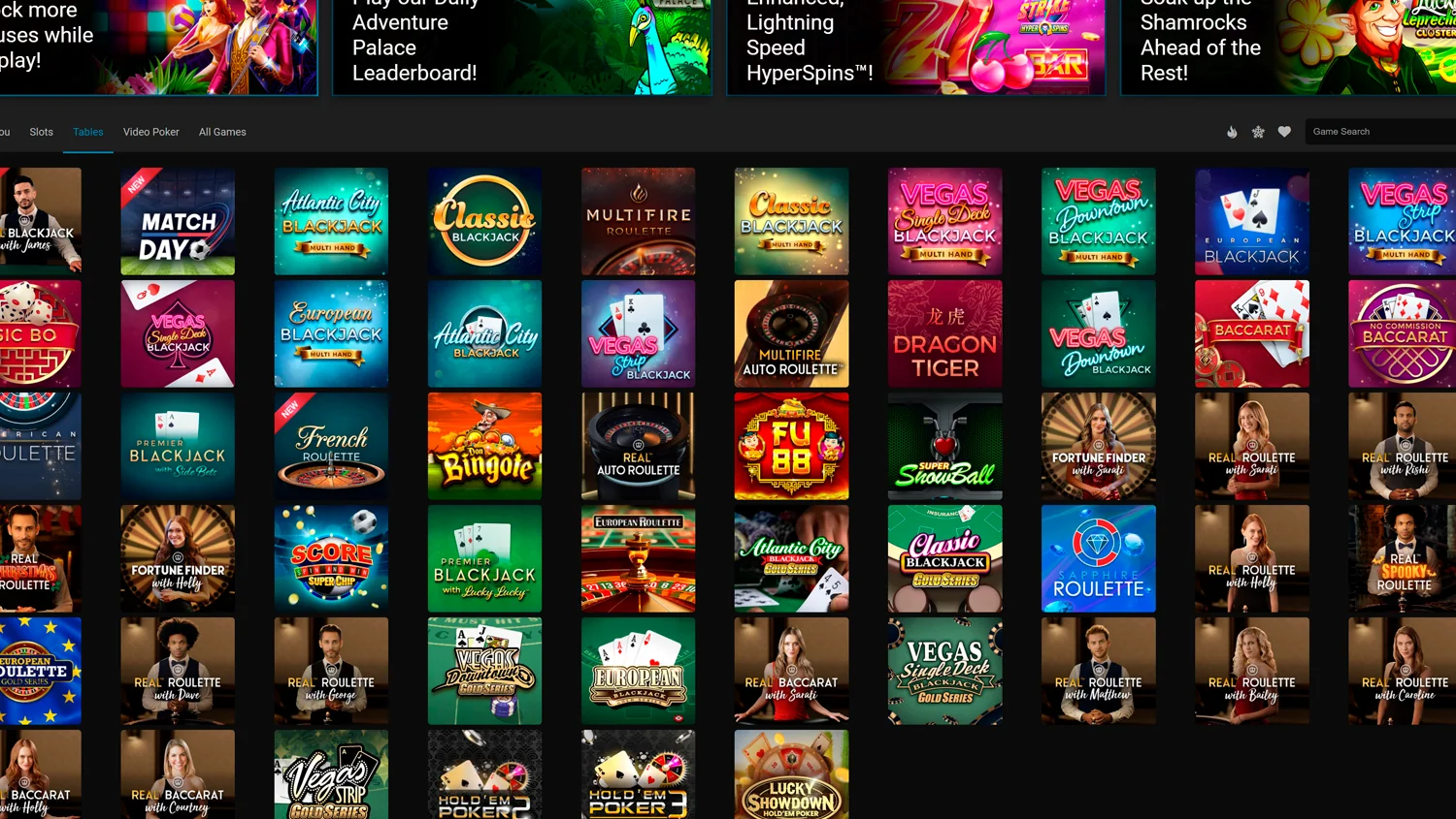 Discover the Table Games Section on Spin Palace Casino’s Website