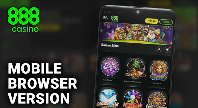 Exploring the Mobile Browser version of the Casino 888 website.