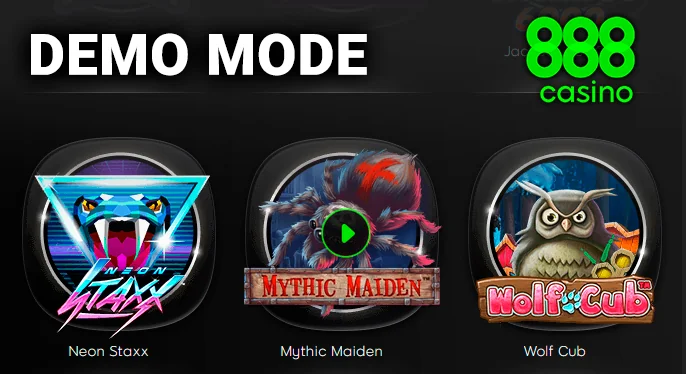 Starting a game in demo mode at Casino 888.