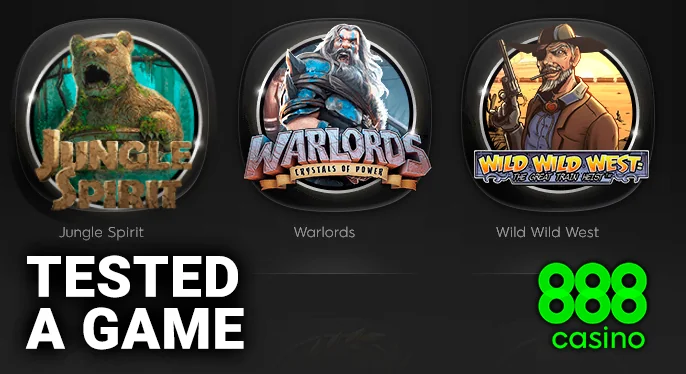 Explore three slot games at Casino 888 with our pokies test demo.