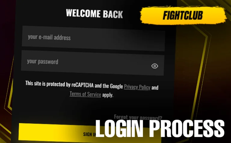 The login area reminds users that their information is safeguarded via reCAPTCHA and adheres to Fight Club casino's Privacy Policy and T&Cs. Swiftly switch to the signup view or reset your password using the ‘Forgot your password?’ link on the bottom-right side.