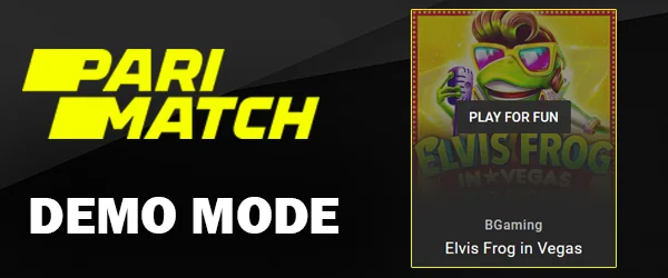 Choosing demo mode for a gambling game at Parimatch.