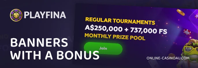 Player Bonus Banner at Playfina Casino