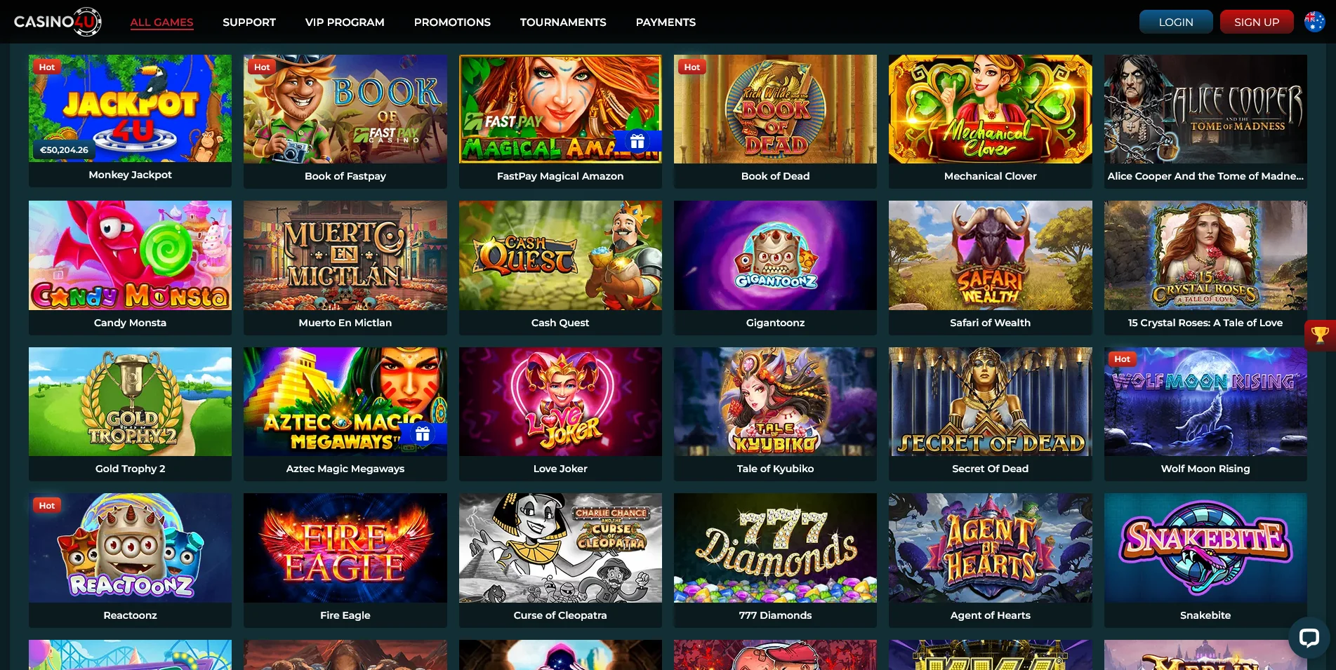 Screenshot capturing the allure of Real Money Pokies available on Casino4u.