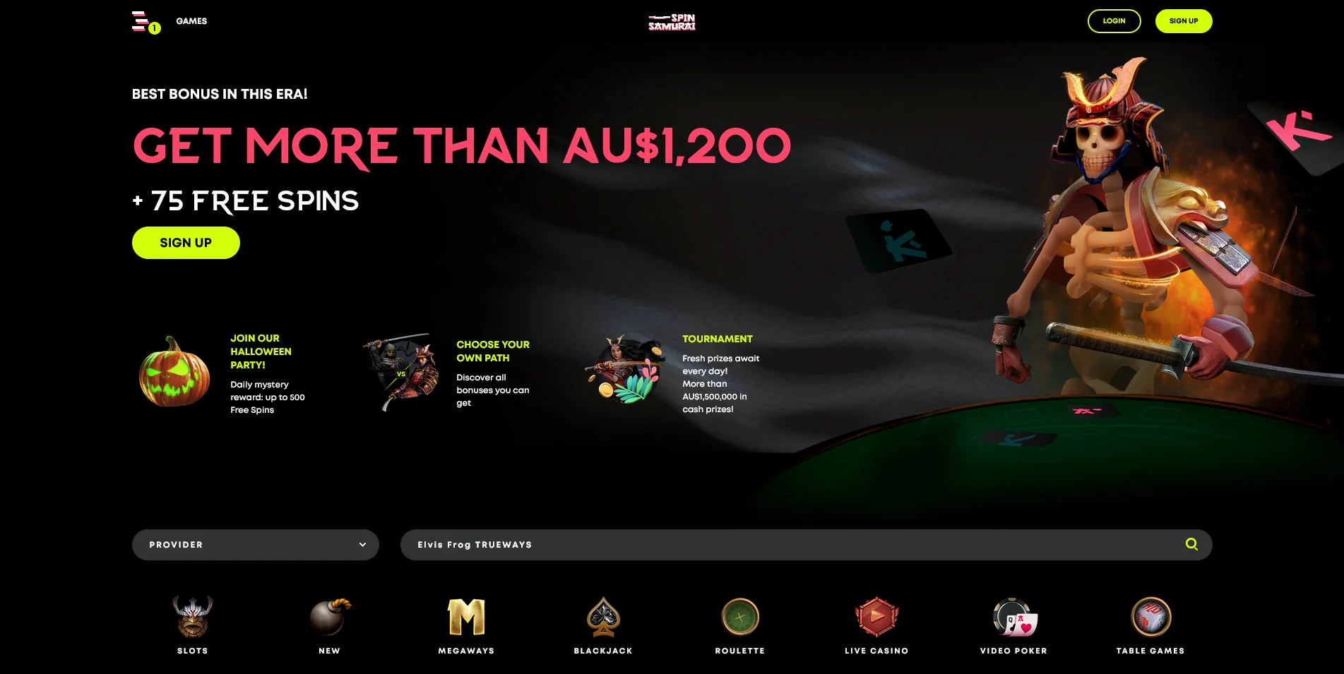 The Front Page Showcase of Spin Samurai Casino