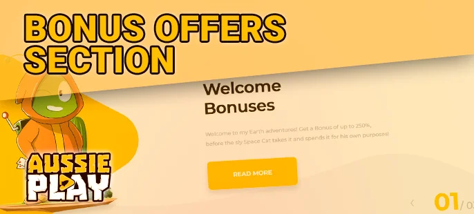 Following that, information is provided about features available at Aussie Play Casino.