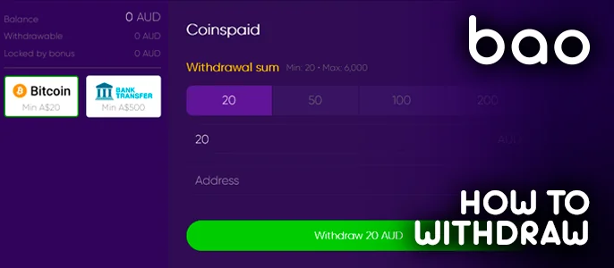 Using payment systems to withdraw from Bao Casino.