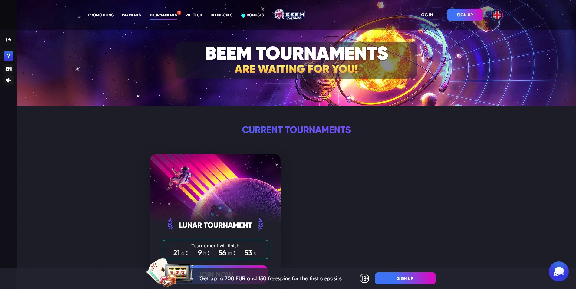 Tournament Page Screenshot from Beem Casino
