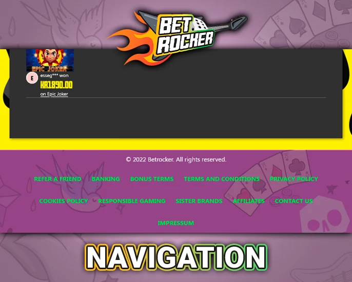 Critical Links Section on Betrocker Casino