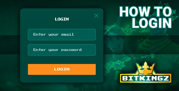 Step-by-step login instructions for Bitkingz Casino