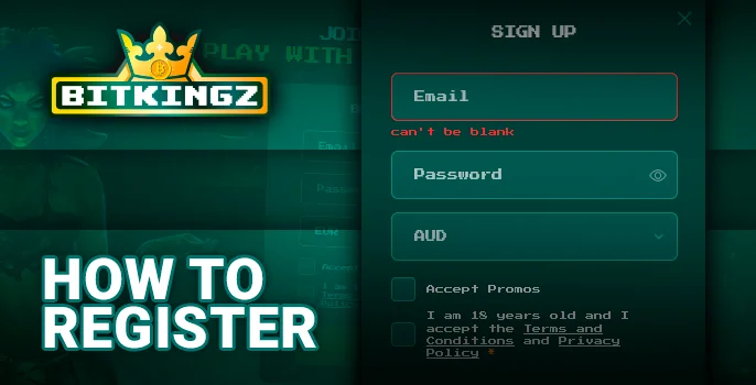 Step-by-step guide to creating an account on the Bitkingz Casino site
