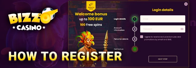 A detailed guide on Bizzo Casino's registration process - how to create an account