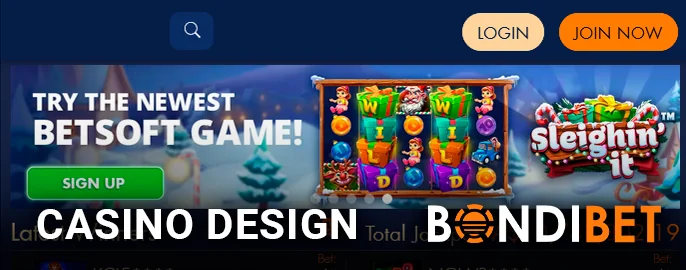 Design Overview of BondiBet Casino with Login and Registration Options