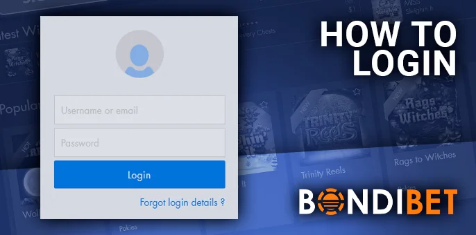 Log into BondiBet Casino Using Email and Password.