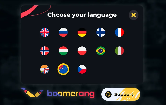 Switching Languages on Boomerang Casino
