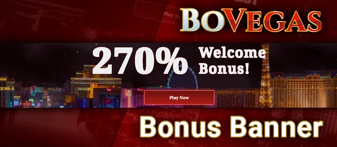 Banner showcasing a welcome offer for newcomers to BoVegas Casino