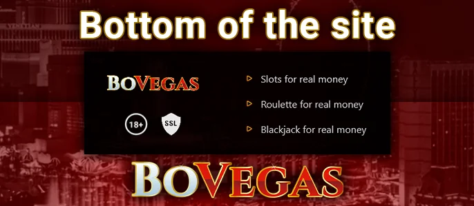 The terminal section of the BoVegas Casino site includes links to major gambling categories