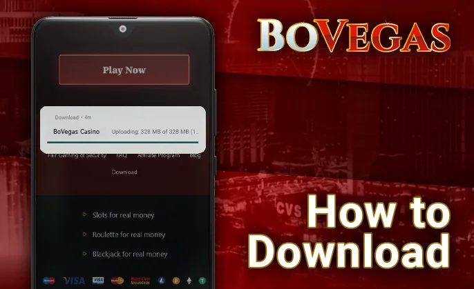 Instructions for downloading the BoVegas Casino mobile app onto your device.