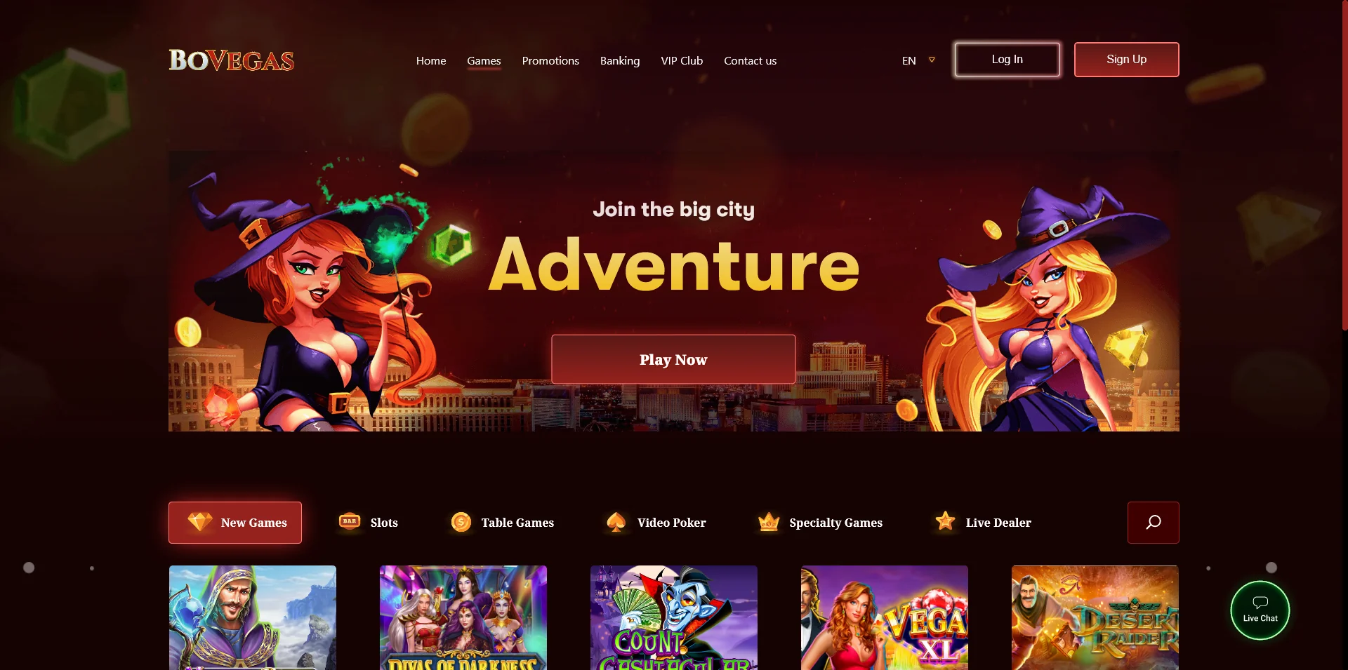 A glimpse into the BoVegas Casino Real Money Game Section