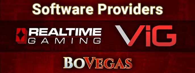 Identifying the software vendors associated with BoVegas Casino.
