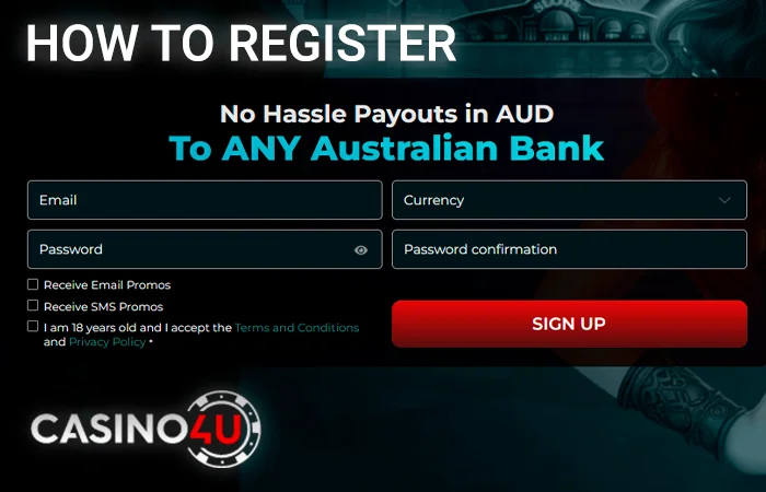 <b>Step 1:</b> Visit Casino 4u's official online portal.