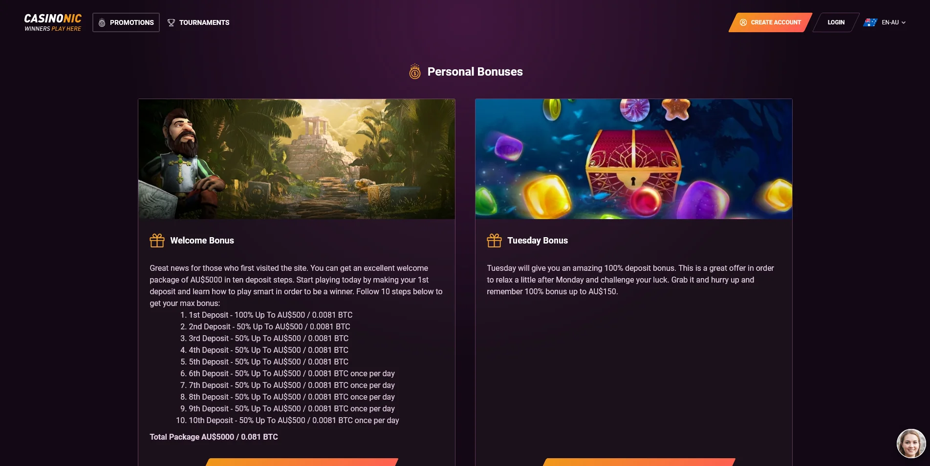 Peek into Casinonic's Promotion section