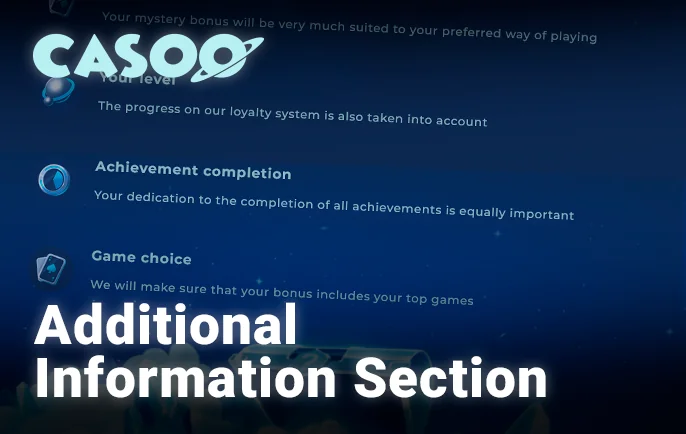 Towards the page's conclusion, users can view logos of software developers and online payment methods, alongside entities that vouch for Casoo Casino's integrity.