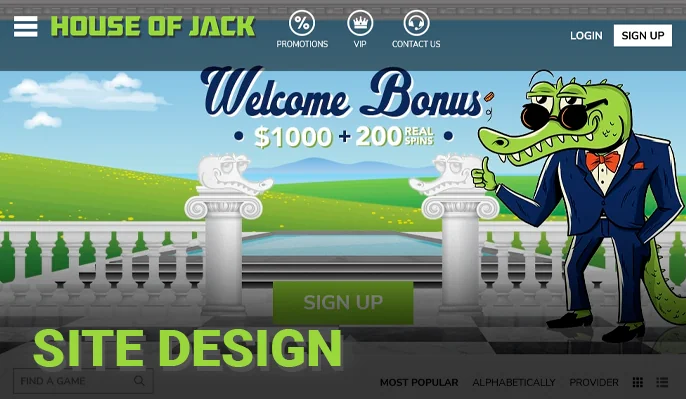 Key Elements of the House Of Jack Casino's Main Navigation