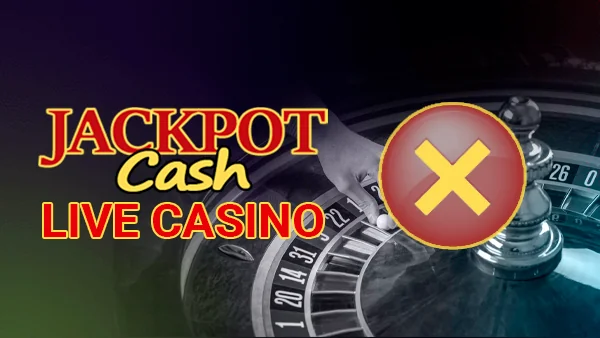 Live Casino Roulette - icon with denial symbol alongside Jackpot Cash logo