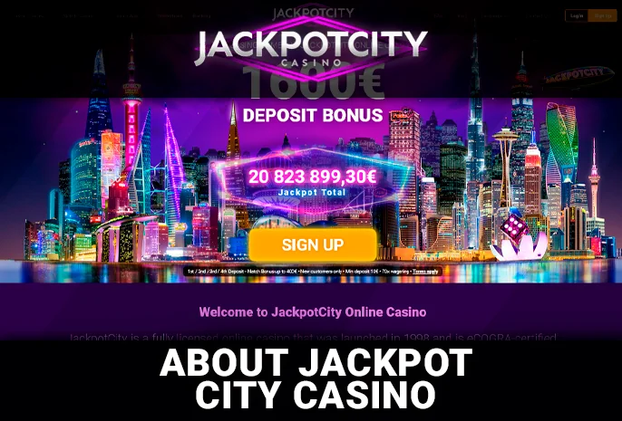 An introduction to the Real Money Jackpot City Casino, featuring prominently on the home page.