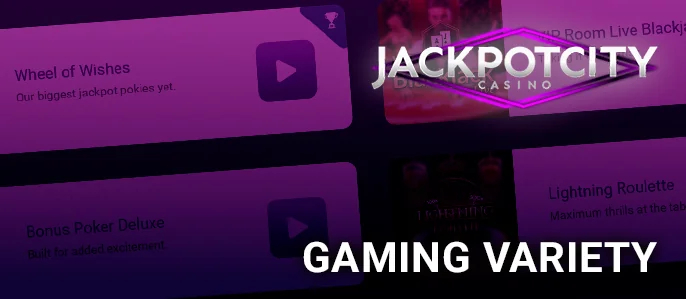 A whiff of the expansive game variety awaits at Jackpot City Casino.