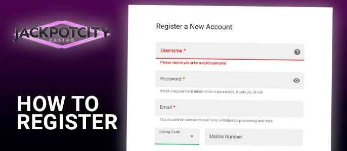 Registration procedure for Jackpot City: Detailed Instructions