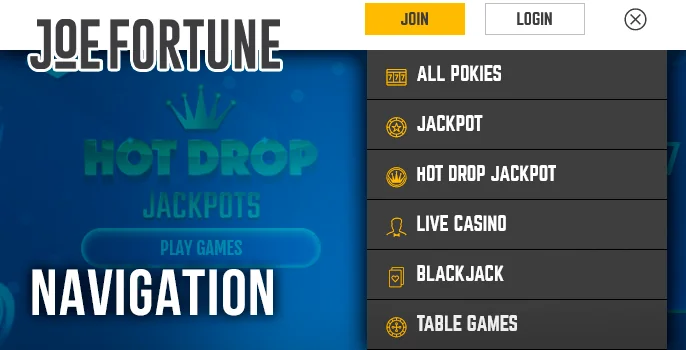 Navigating Joe Fortune Casino’s Menus