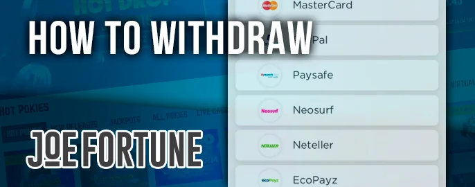 Taking your winnings from Joe Fortune Casino - Steps to transfer funds to your bank