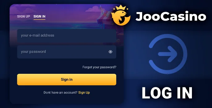 The login form at Joo Casino requires only essential personal details