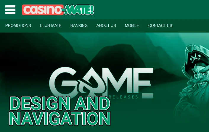 A secondary menu opens via a button next to the logo, including:
