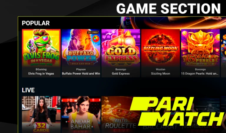 Explore the Games and Categories Section at Parimatch Casino