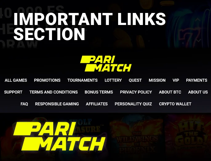 Essential links for navigating the Parimatch Casino website - pinpoint the key info
