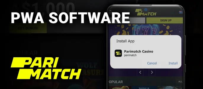 Steps for downloading the PWA app for Parimatch Casino on mobile devices.