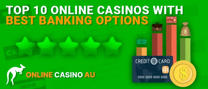 Featured as a backdrop, is a bank card showcasing top picks via online-casinoau
