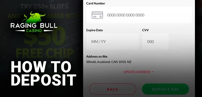 How to initiate your Raging Bull Casino deposit - A walkthrough